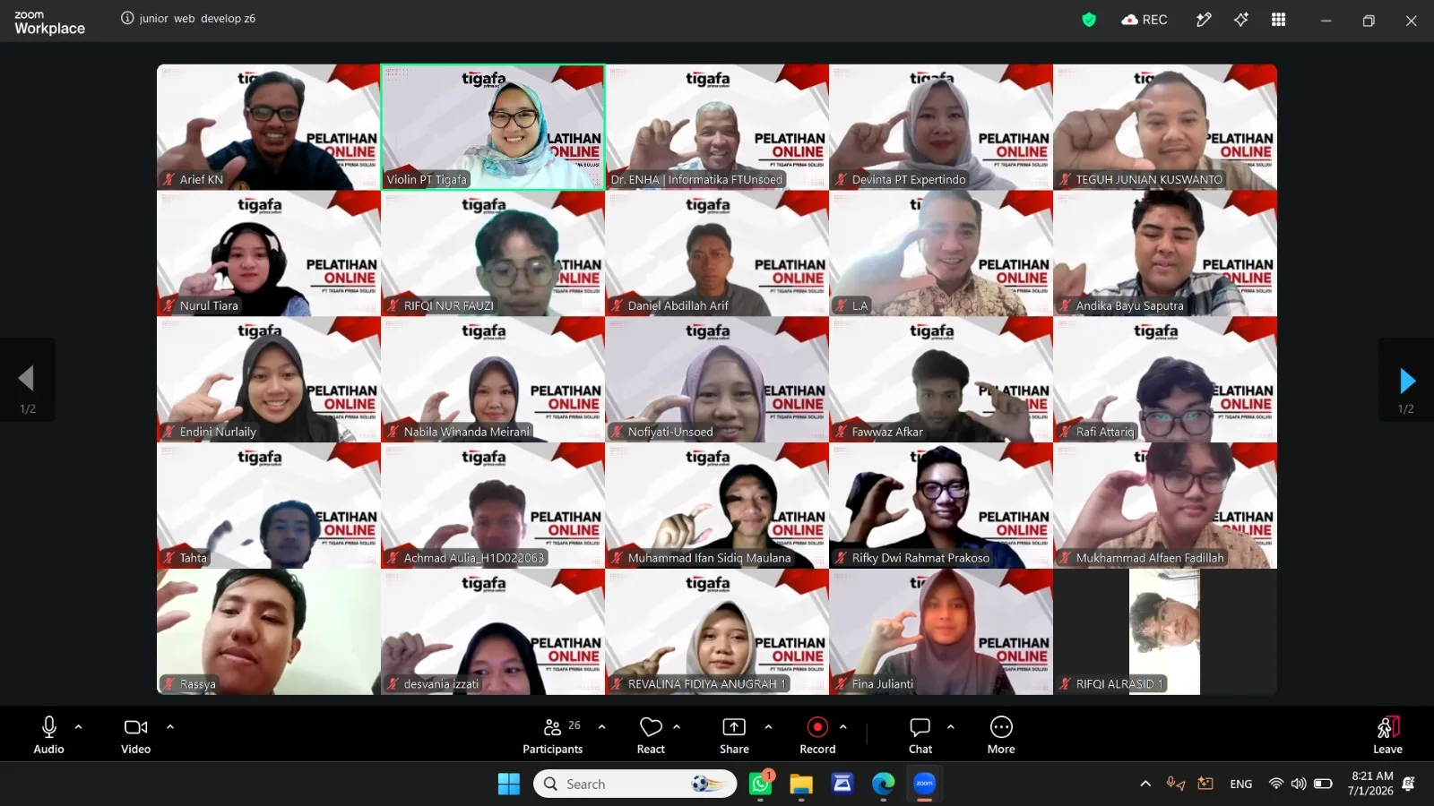 Sertifikasi Junior Web Developer BNSP – Informatika Unsoed & Tigafa